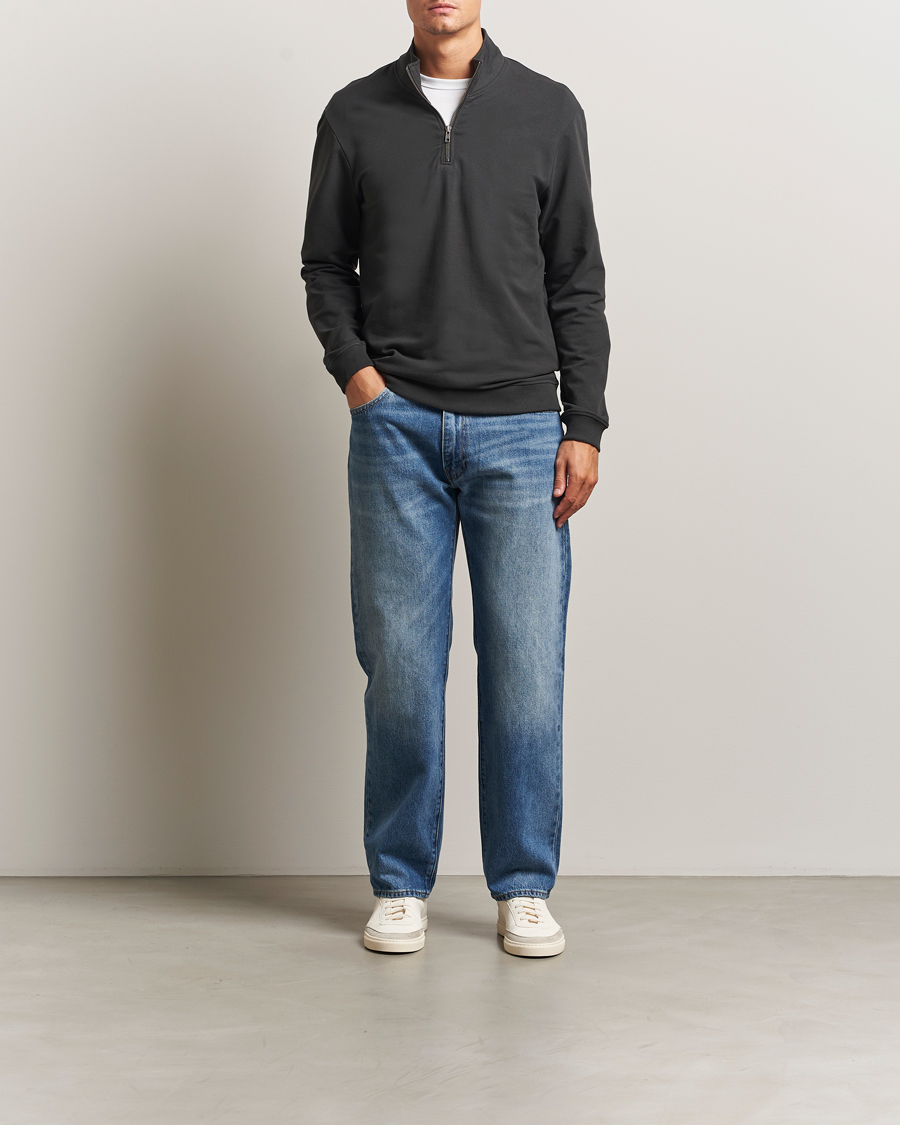 Herren | Pullover | Bread & Boxers | Loungewear Half Zip Charcoal