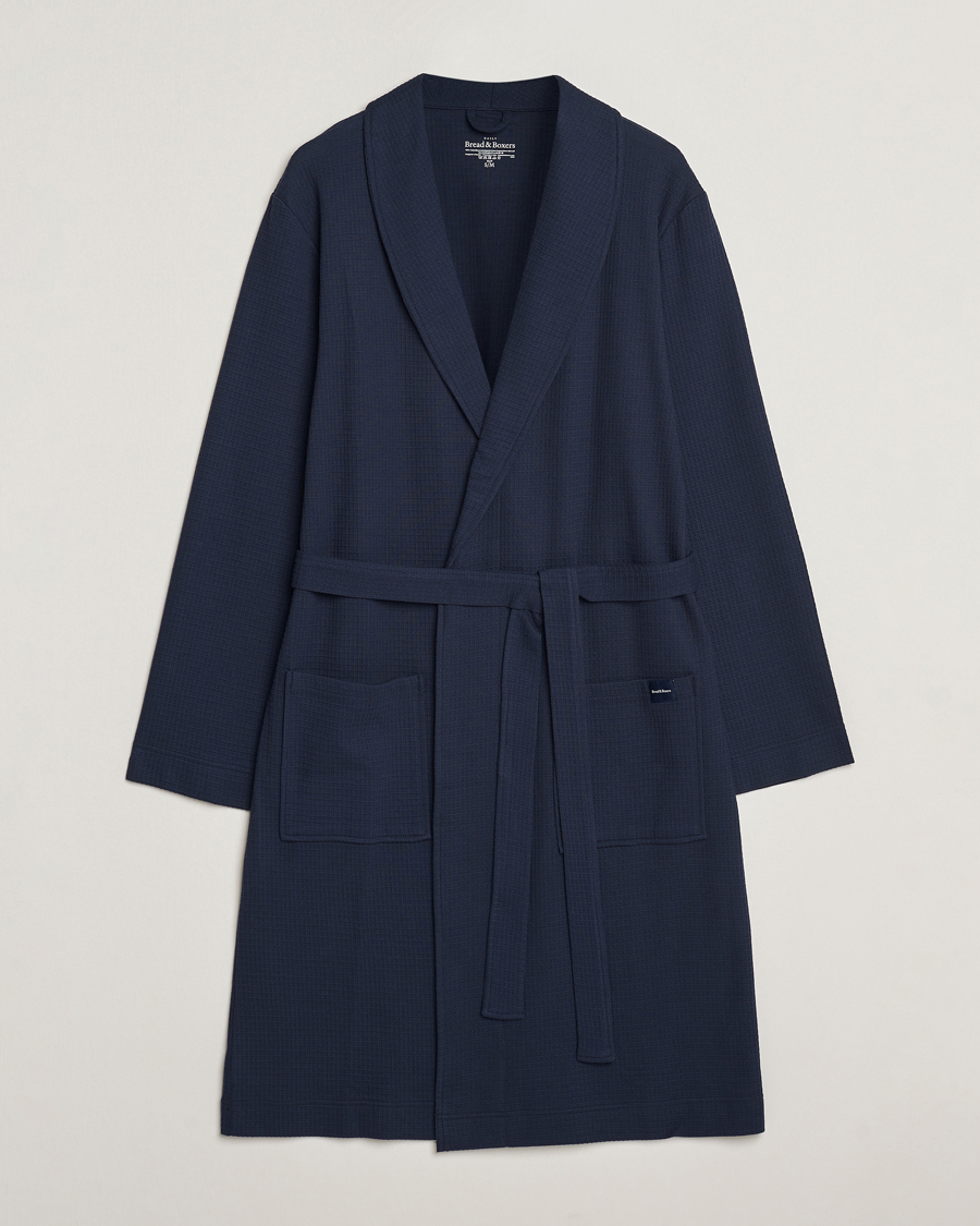 Herren | Schlafanzüge & Bademäntel | Bread & Boxers | Waffle Robe Navy Blue