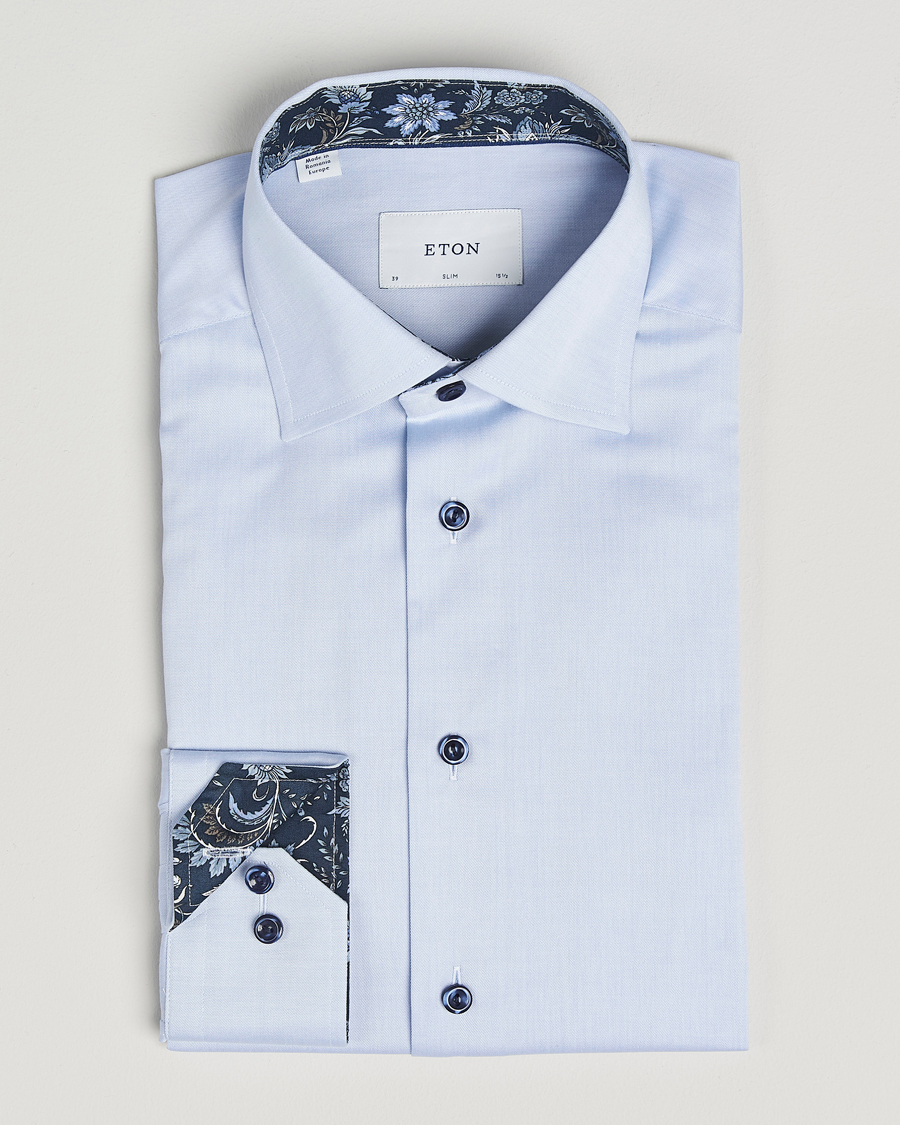 Herren | Hemden | Eton | Slim Fit Signature Twill Contrast Shirt Light Blue