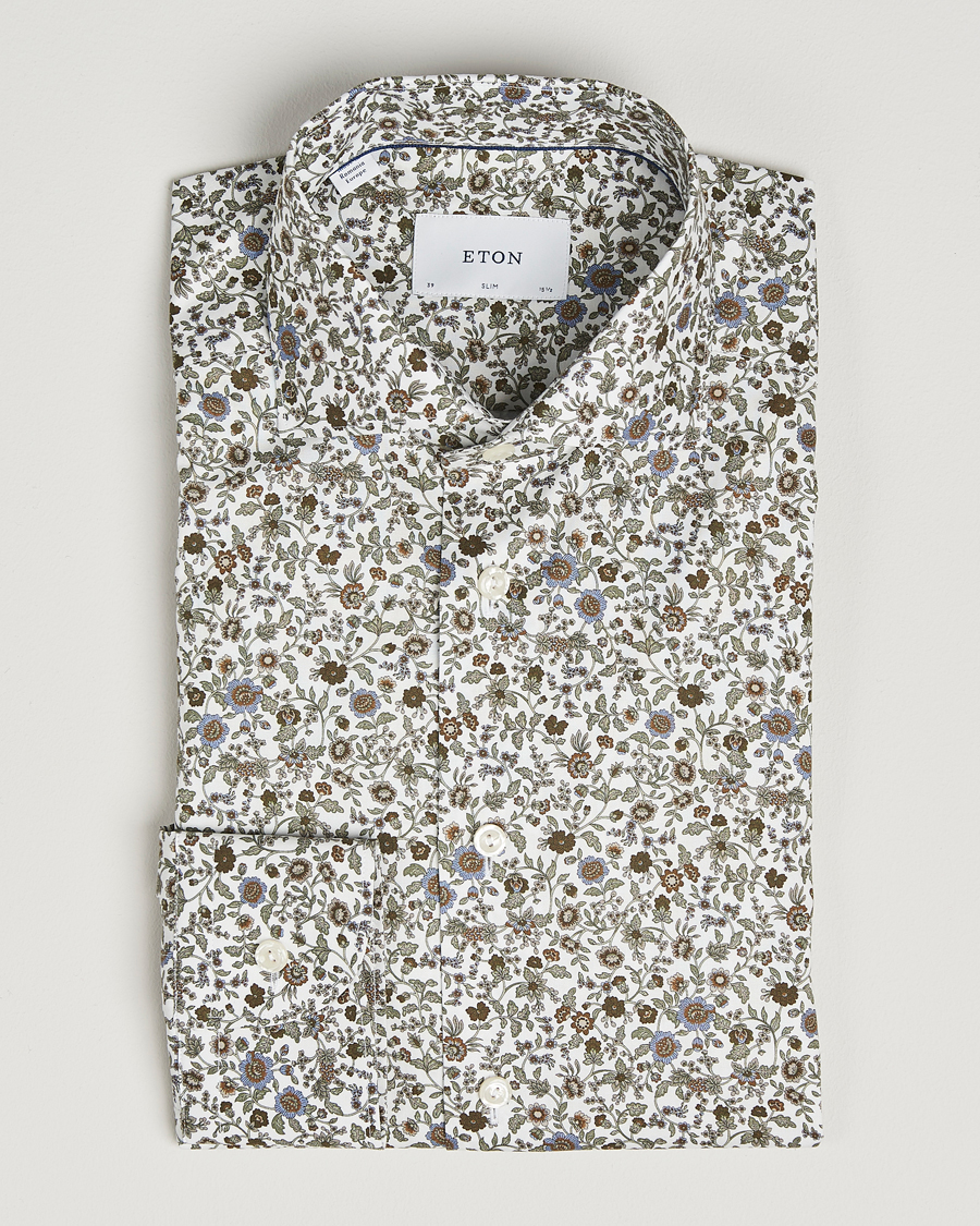 Herren | Hemden | Eton | Slim Fit Signature Twill Floral Print Shirt White