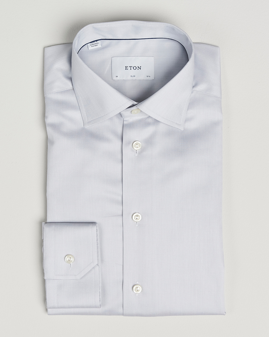Herren | Hemden | Eton | Slim Fit Signature Twill Paspoal Shirt Light Grey