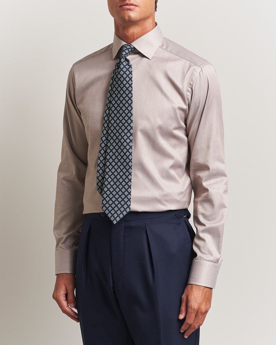 Herren | Hemden | Eton | Slim Fit Signature Twill Paspoal Shirt Beige