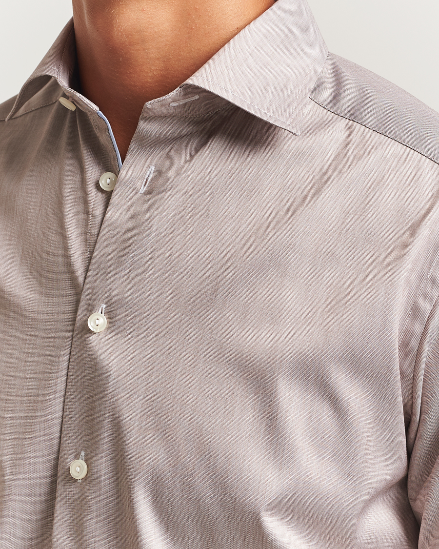 Herren | Hemden | Eton | Slim Fit Signature Twill Paspoal Shirt Beige