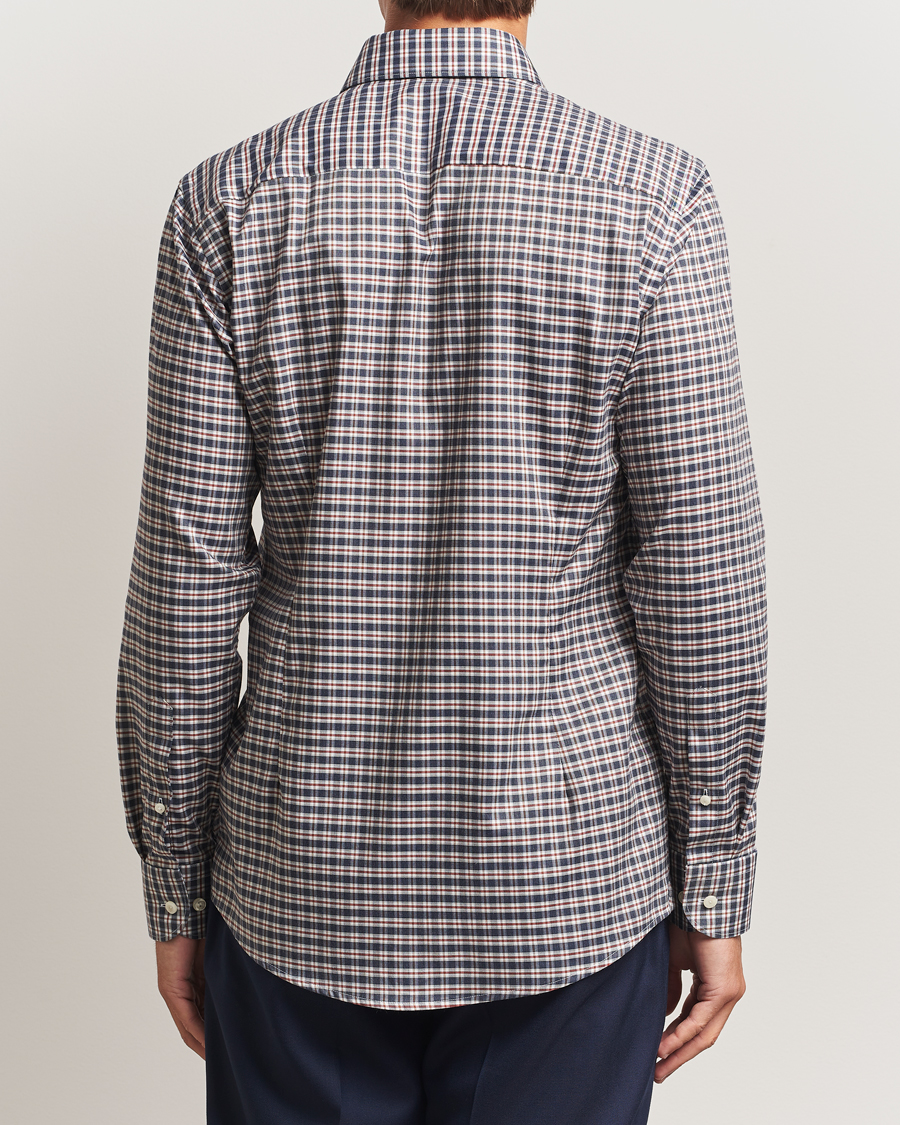 Herren | Hemden | Eton | Slim Fit Checked Wrinkle Free Flannel Shirt Dark Blue