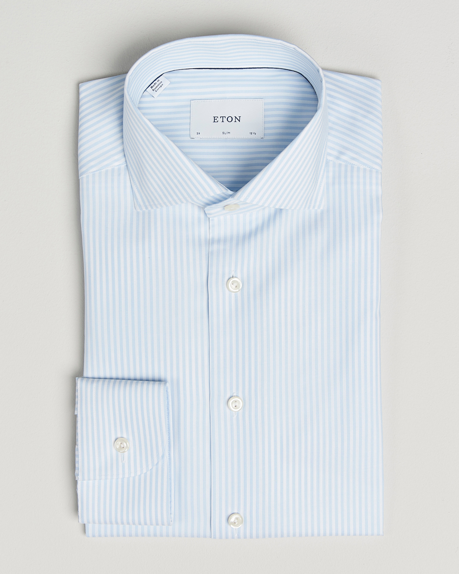 Herren | Hemden | Eton | Slim Fit Bengal Striped Oxford Shirt Light Blue