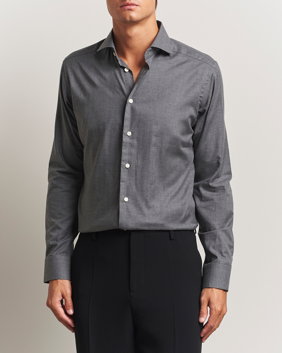 Herren | Hemden | Eton | Slim Fit Wrinkle Free Flannel Shirt Dark Grey