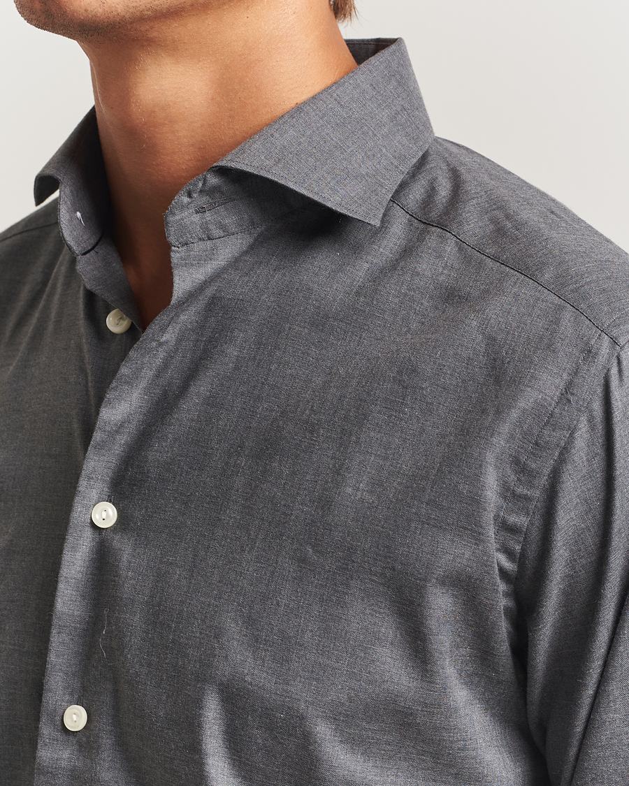 Herren | Hemden | Eton | Slim Fit Wrinkle Free Flannel Shirt Dark Grey