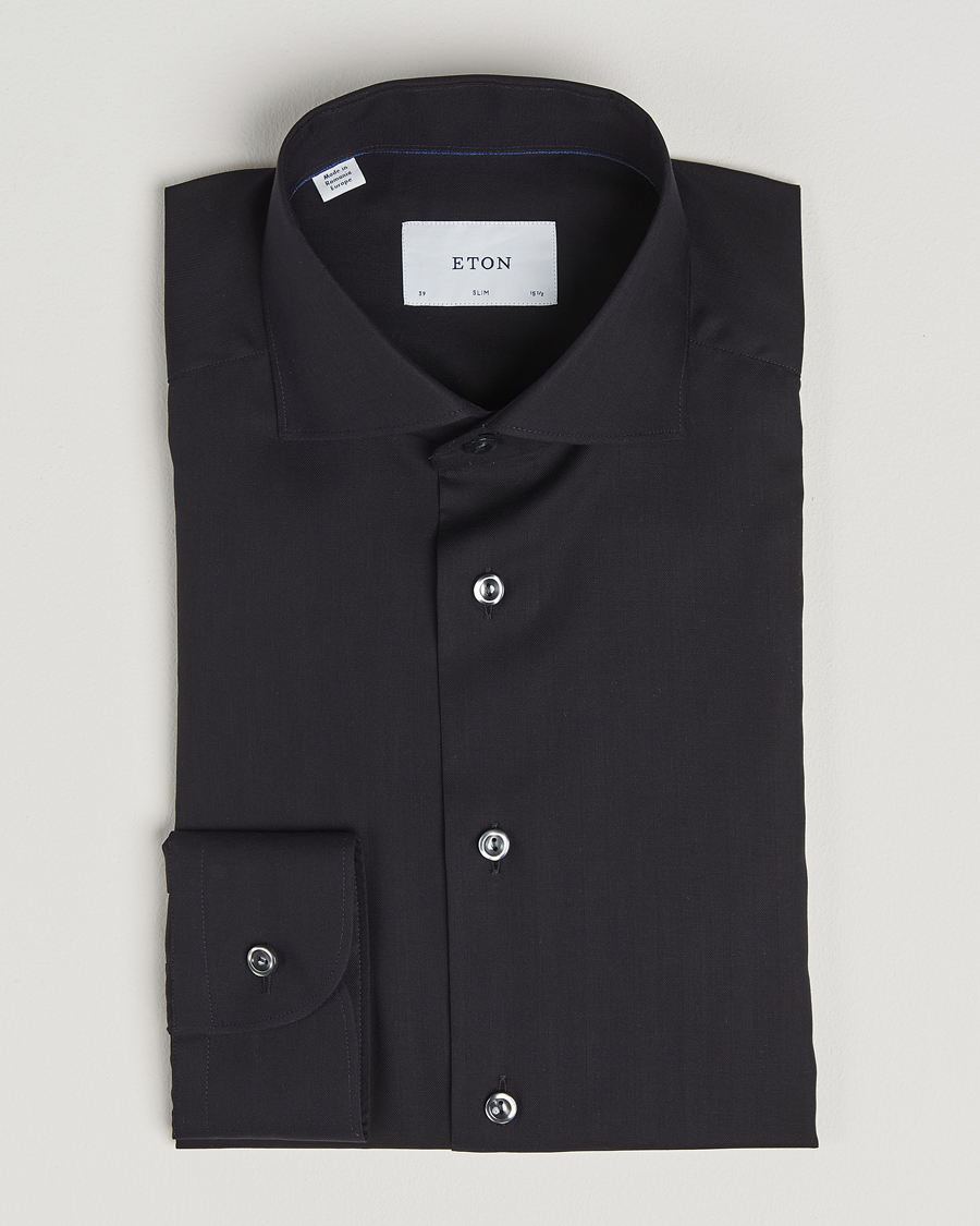 Herren | Hemden | Eton | Slim Fit Wrinkle Free Flannel Shirt Black