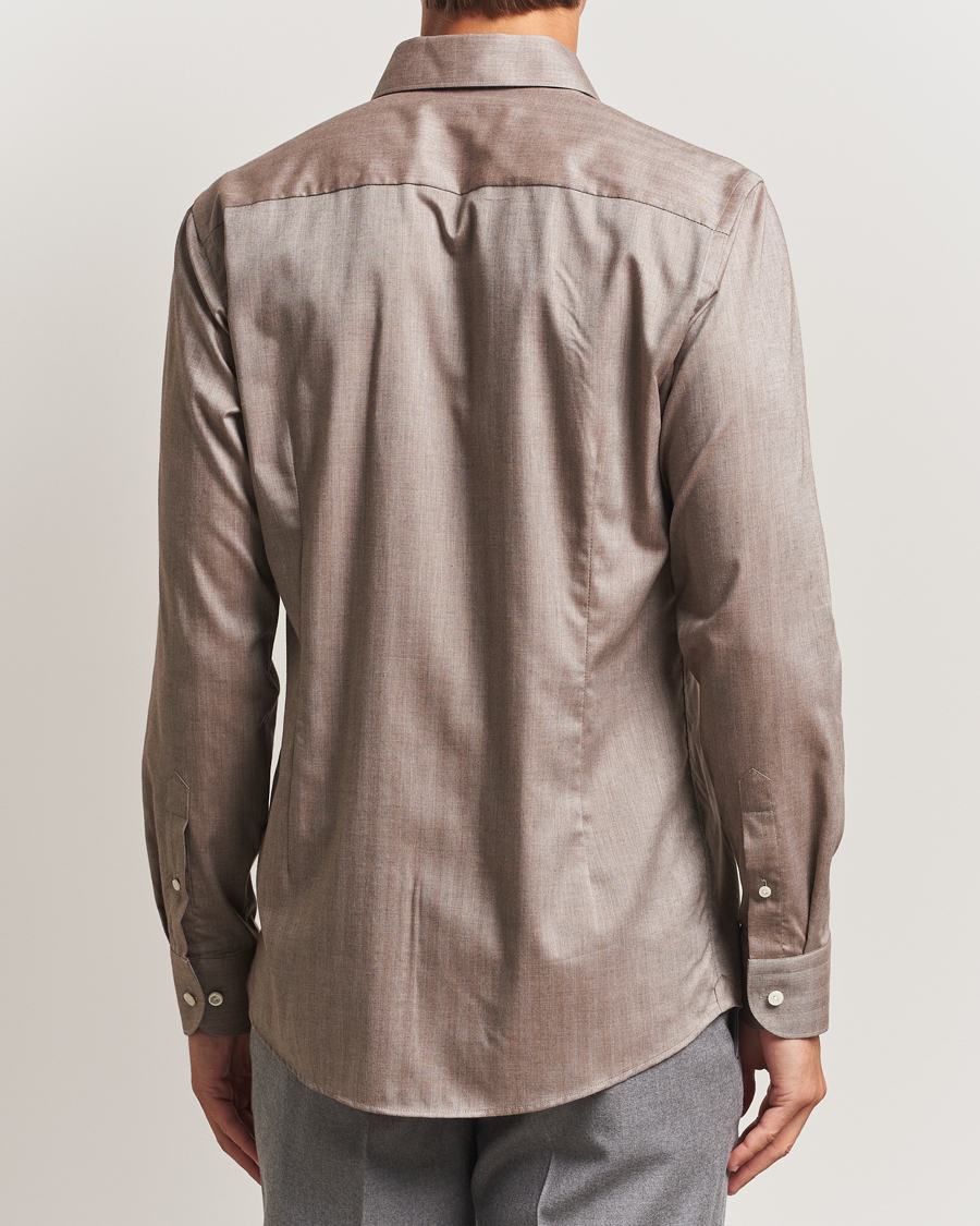 Herren | Hemden | Eton | Slim Fit Wrinkle Free Flannel Shirt Dark Beige