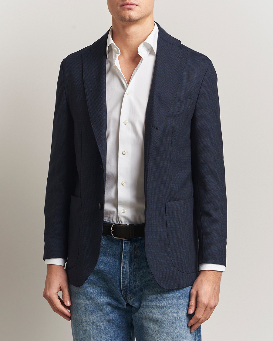 Herren | Sakkos | Eton | Wool Lana Tech Soft Blazer Navy Blue