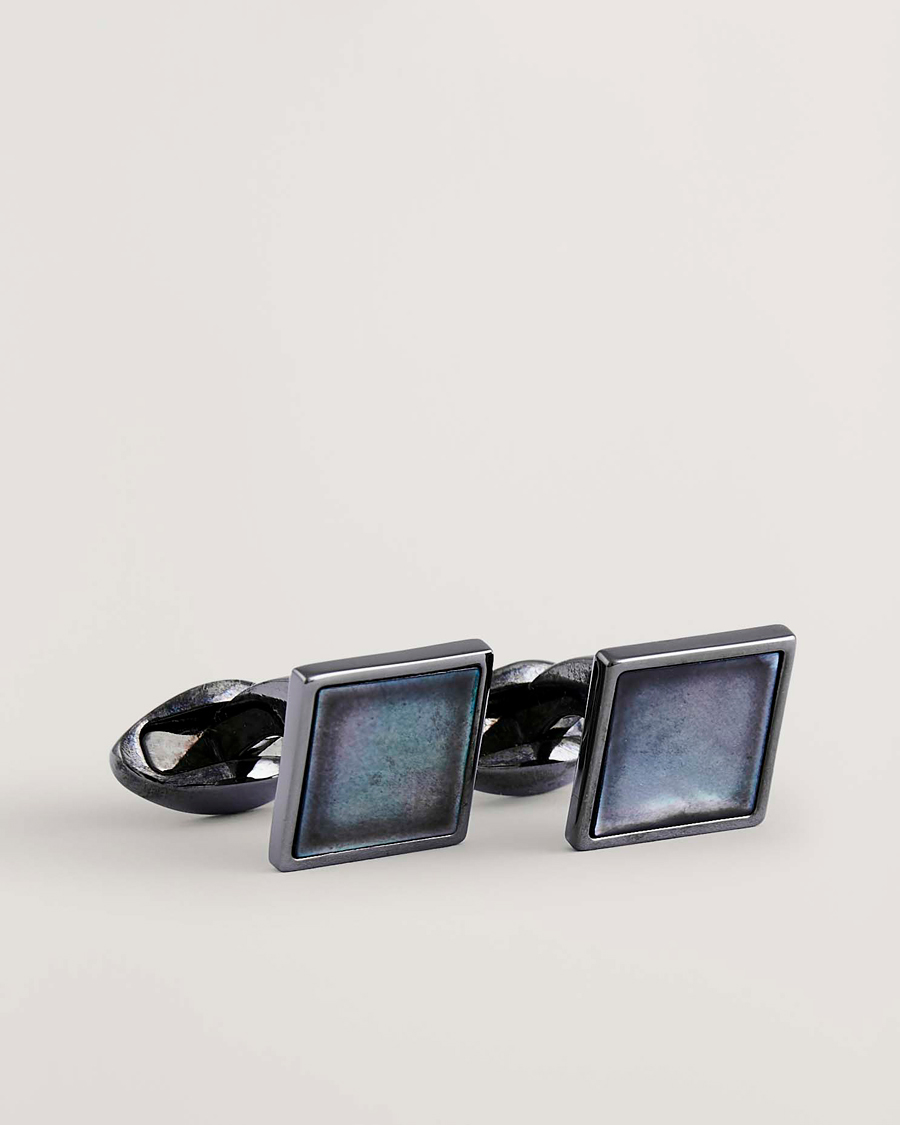 Herren | Manschettenknöpfe | Eton | Mother of Pearl Cufflink Dark Grey