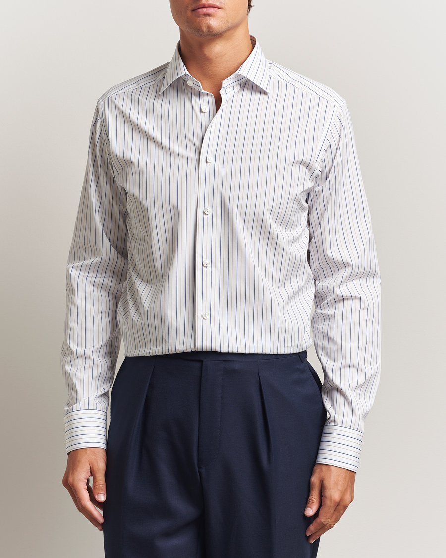 Herren | Hemden | Eton | Slim Fit Striped Supima 120 Shirt White