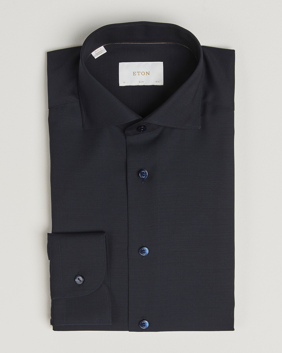 Herren | Hemden | Eton | Slim Fit Merino Shirt Navy