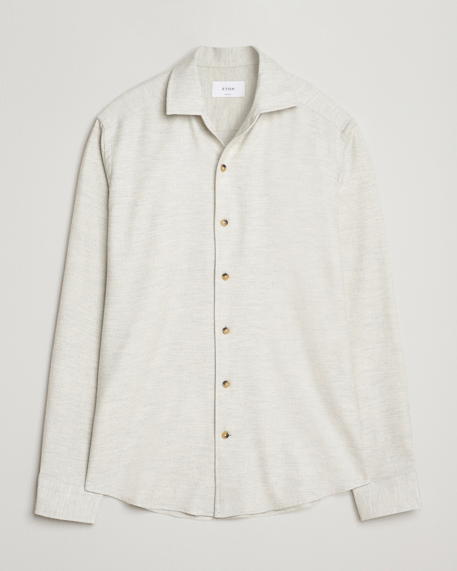 Herren | Hemden | Eton | Casual Fit One Piece Collar Flannel Shirt Light Grey