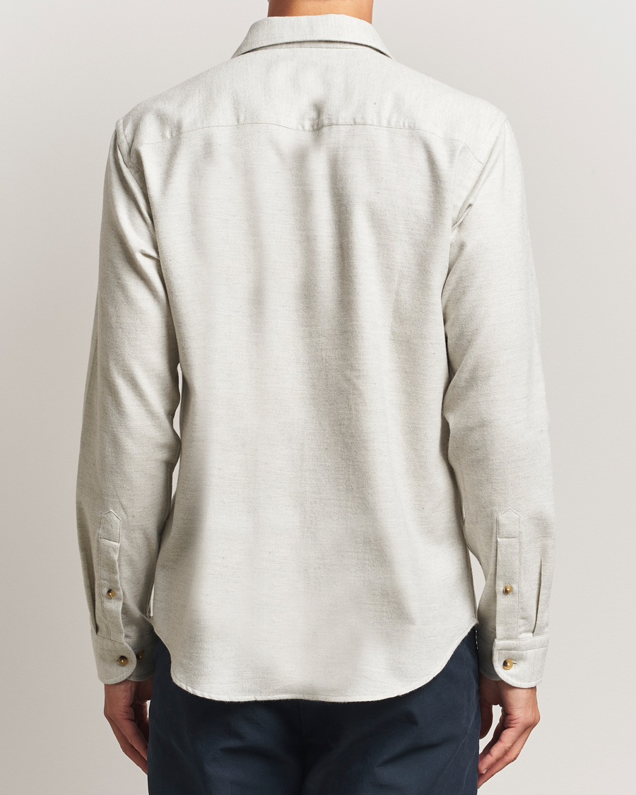 Herren | Hemden | Eton | Casual Fit One Piece Collar Flannel Shirt Light Grey