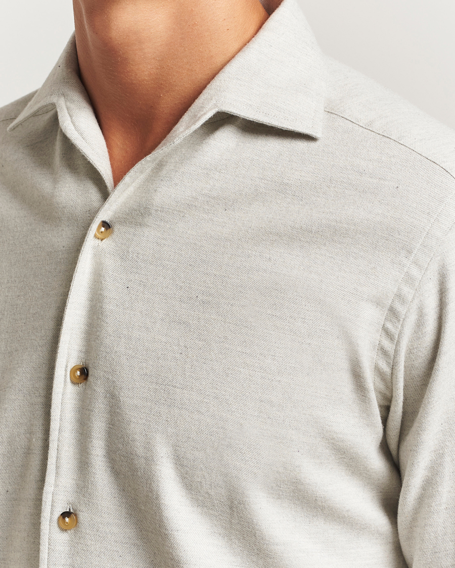 Herren | Hemden | Eton | Casual Fit One Piece Collar Flannel Shirt Light Grey