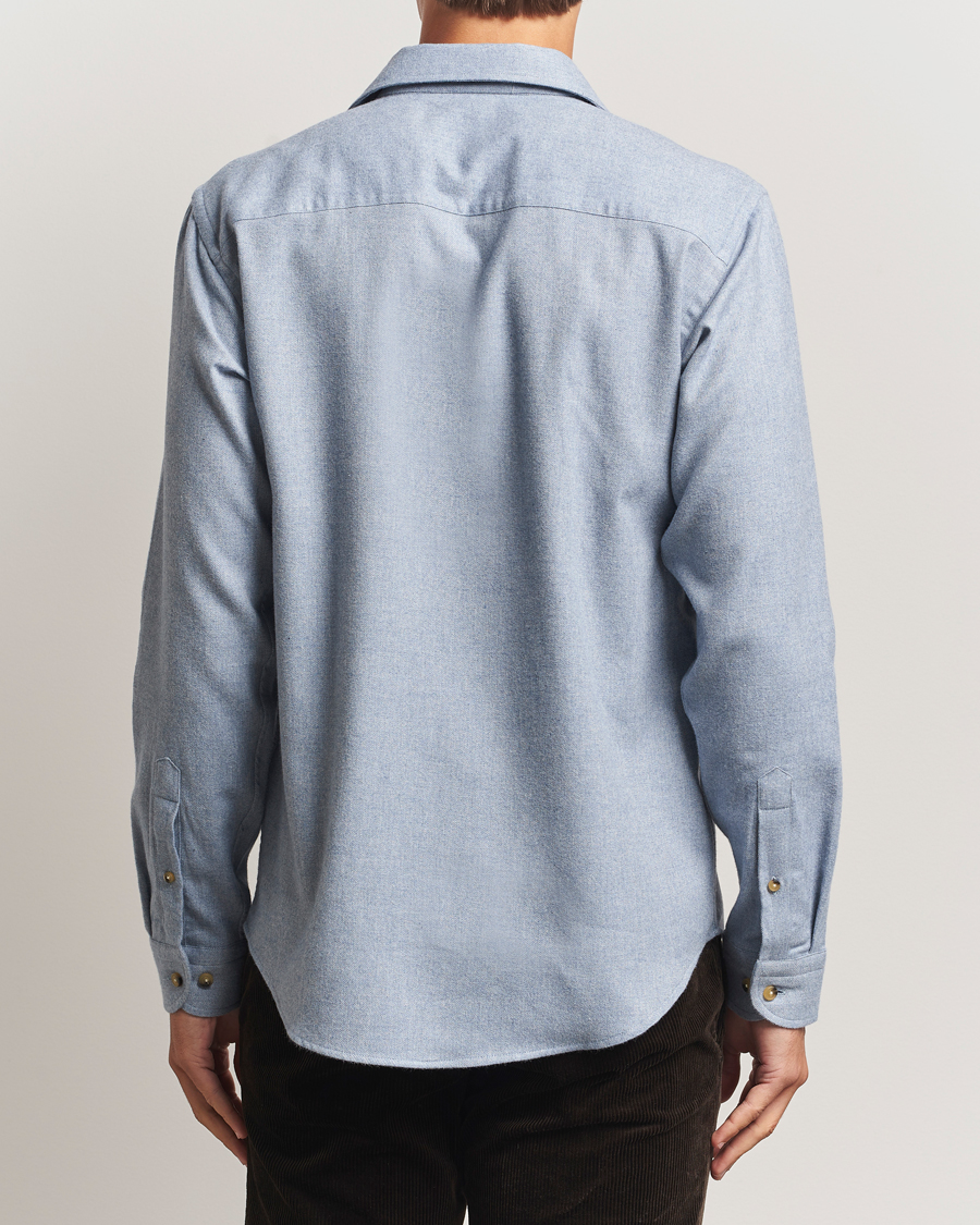 Herren | Hemden | Eton | Casual Fit One Piece Collar Flannel Shirt Light Blue