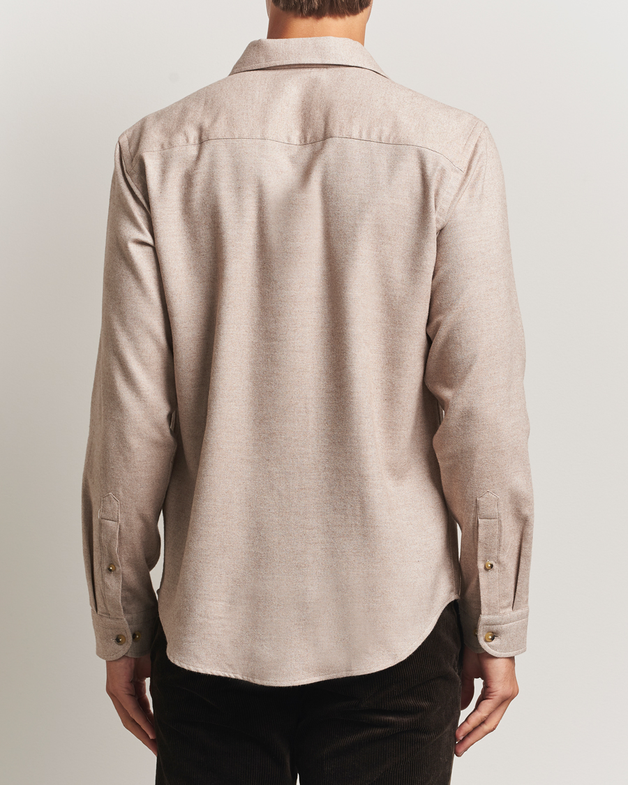 Herren | Hemden | Eton | Casual Fit One Piece Collar Flannel Shirt Beige