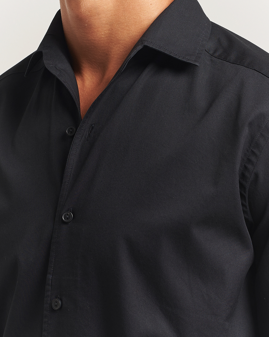 Herren | Hemden | Eton | Casual Fit Garment Washed One Piece Collar Shirt Black