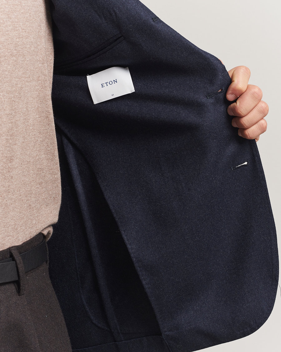 Herren | Sakkos | Eton | Wool Flannel Patch Pocket Blazer Navy