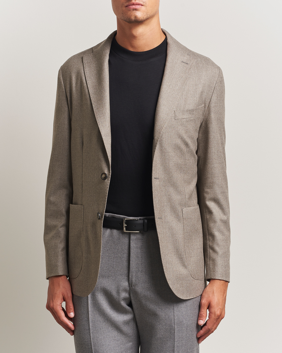 Herren | Sakkos | Eton | Wool Flannel Patch Pocket Blazer Beige