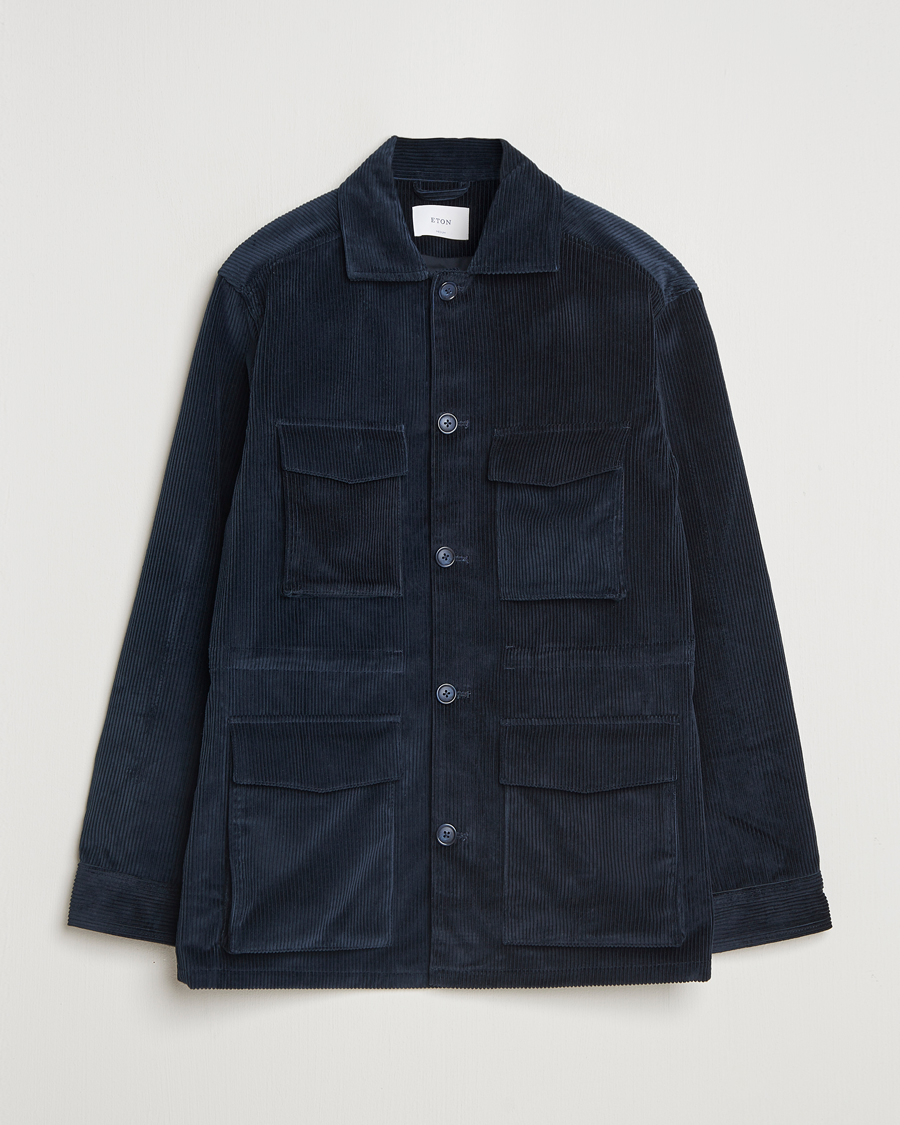 Herren | Jacken | Eton | Corduroy Field Jacket Navy