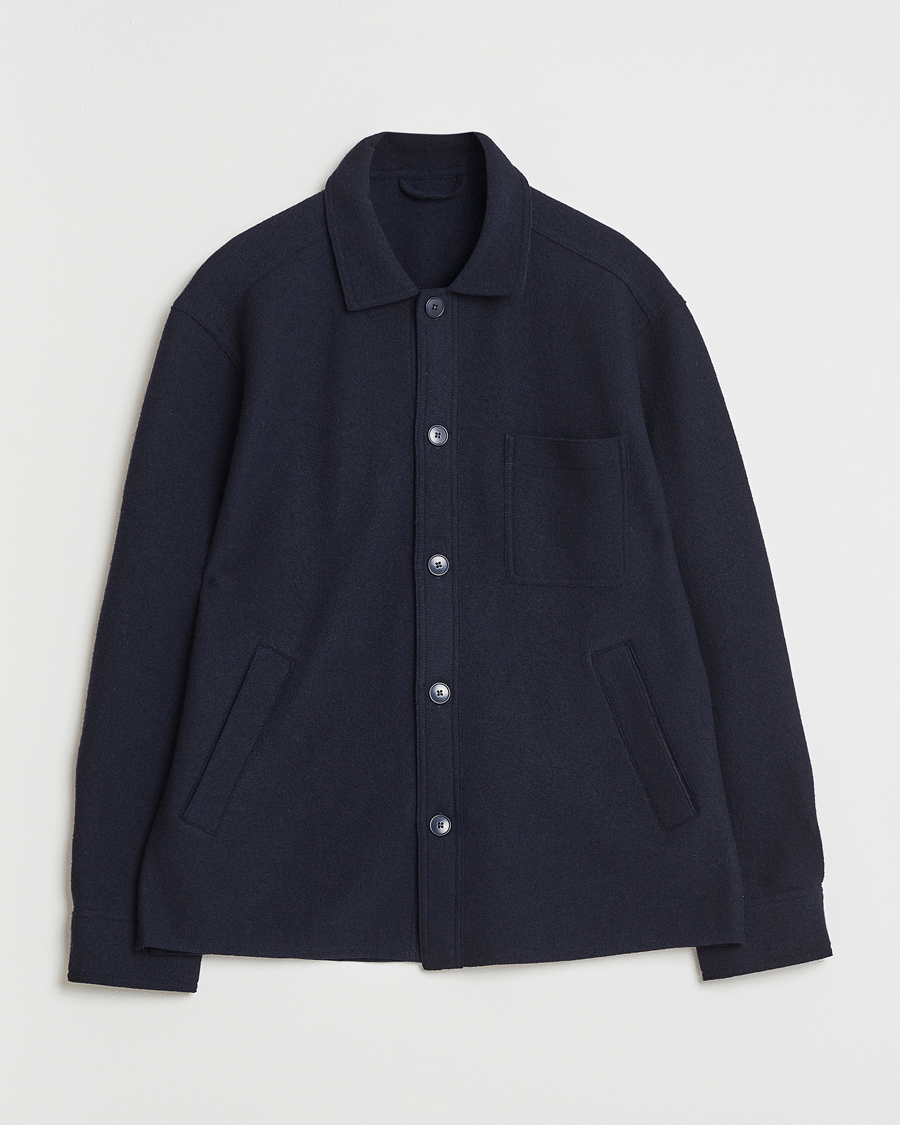 Herren | Hemden | Eton | Boiled Wool Overshirt Navy