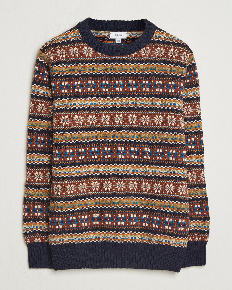 Herren | Pullover | Eton | Wool Knitted Fair Isle Sweater Multi