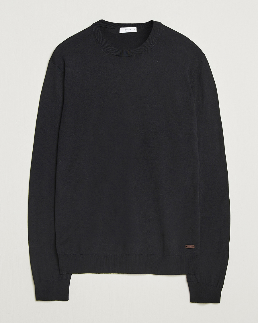 Herren | Pullover | Eton | Merino Knitted Crew Neck Black