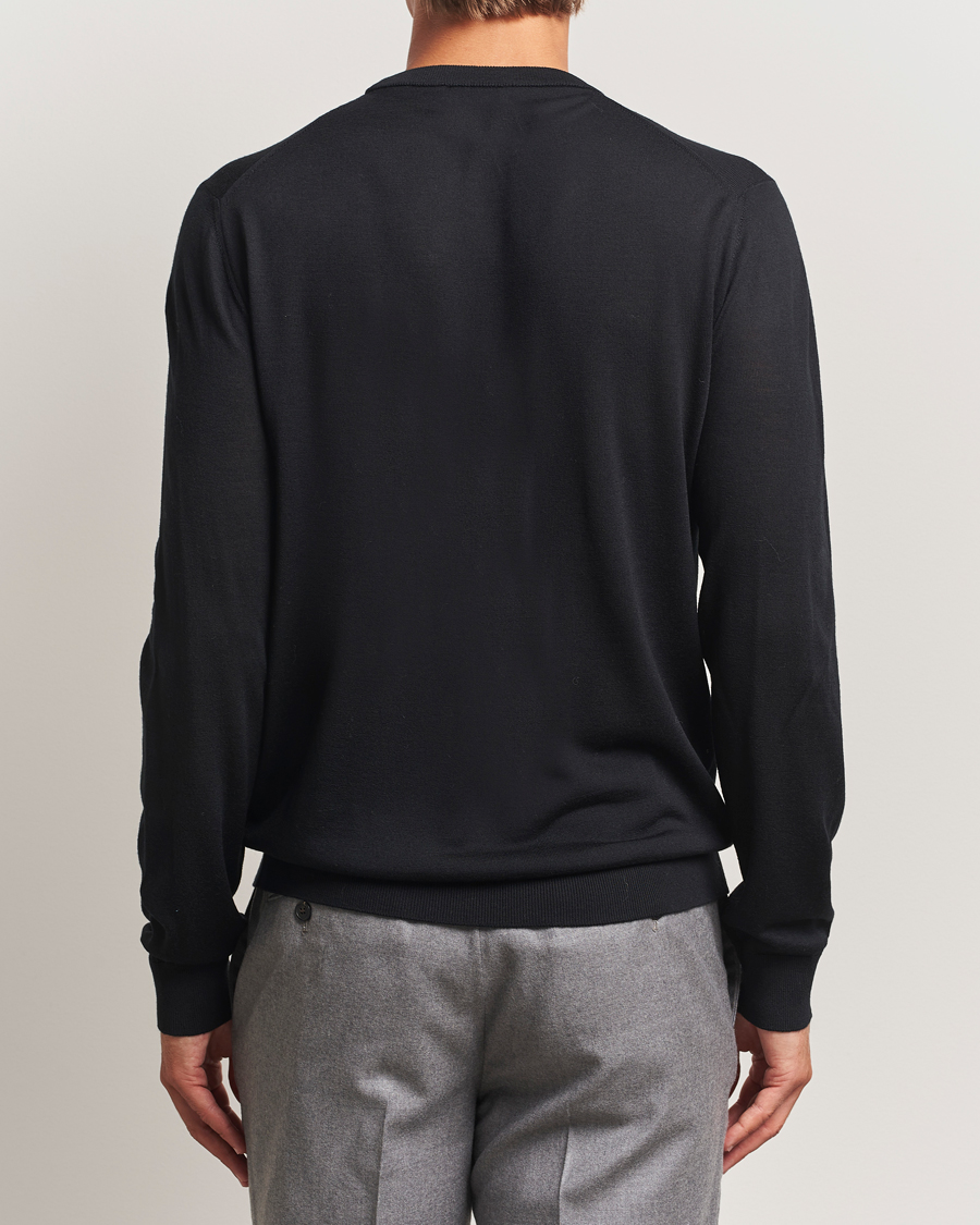 Herren | Pullover | Eton | Merino Knitted Crew Neck Black