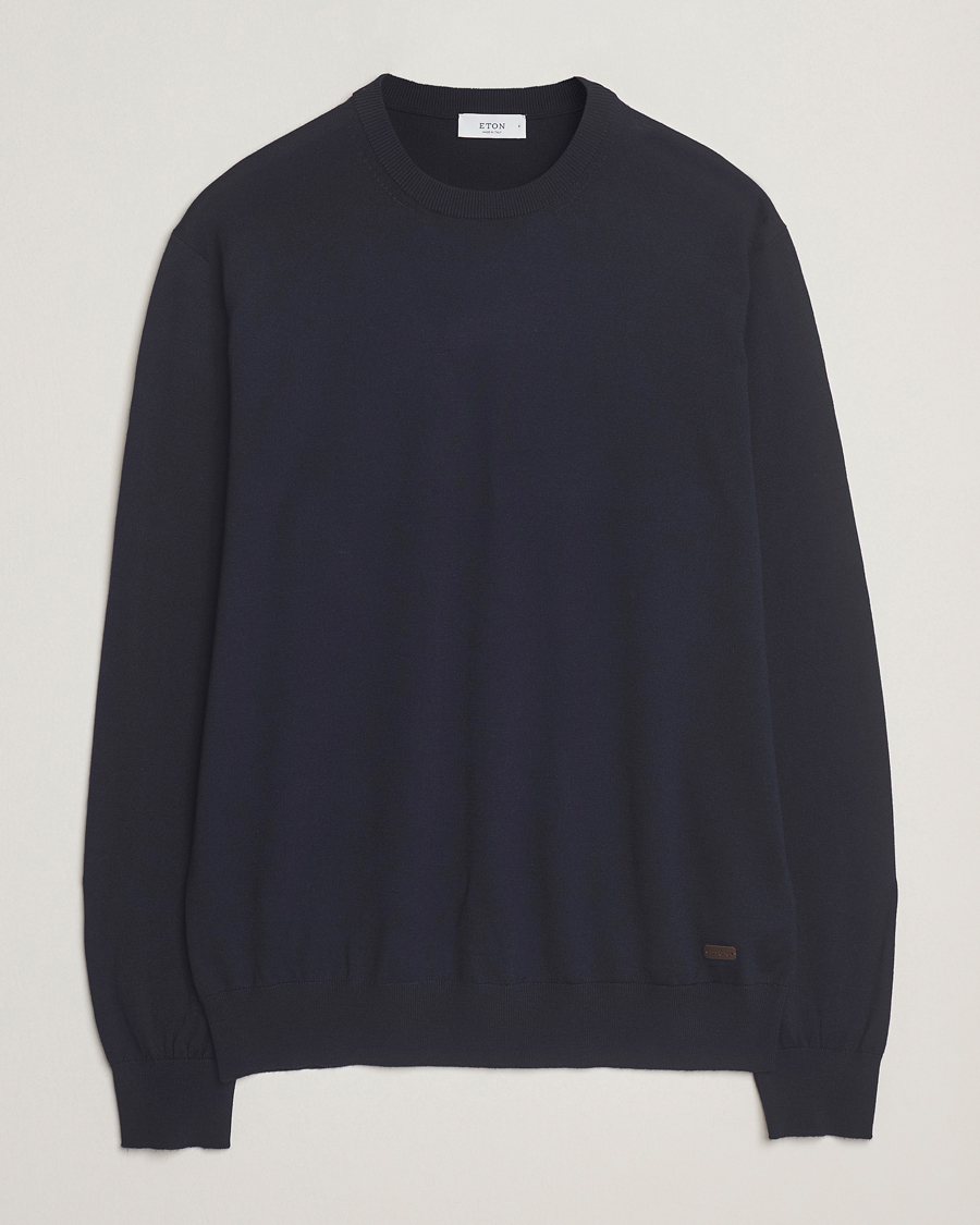 Herren | Pullover | Eton | Merino Knitted Crew Neck Navy