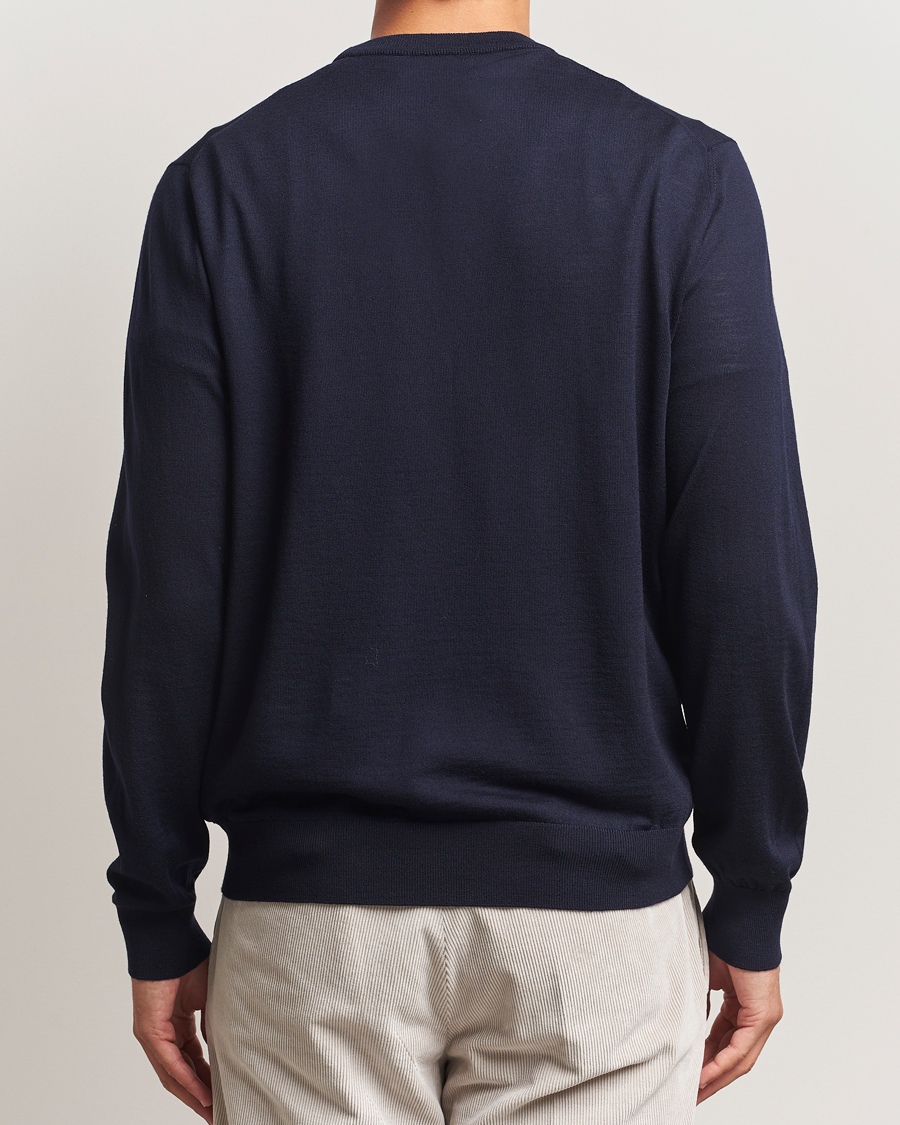Herren | Pullover | Eton | Merino Knitted Crew Neck Navy