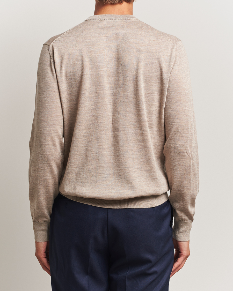 Herren | Pullover | Eton | Merino Knitted Crew Neck Beige
