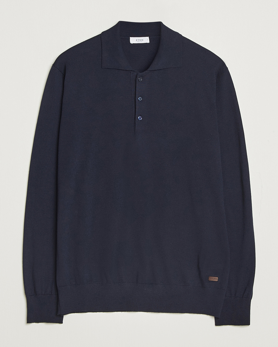 Herren | Pullover | Eton | Merino Knitted Polo Navy