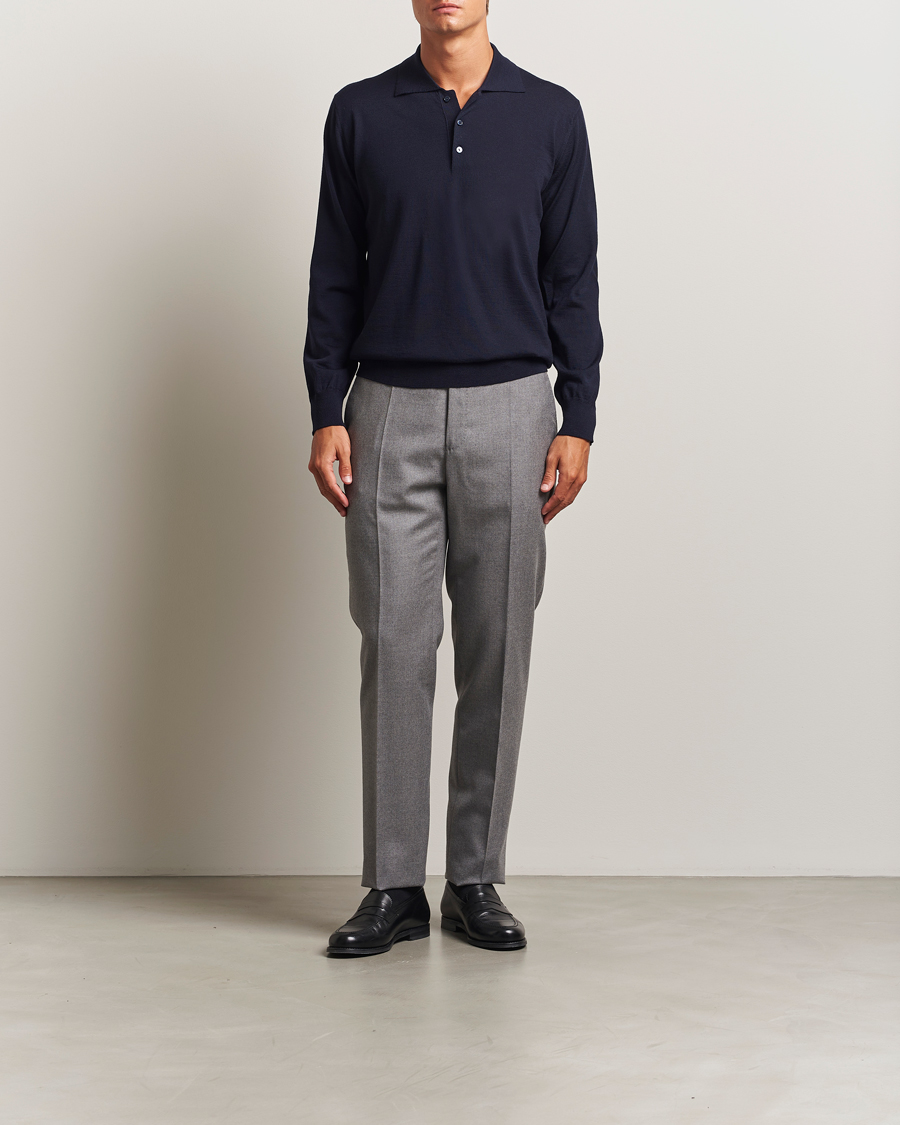 Herren | Pullover | Eton | Merino Knitted Polo Navy