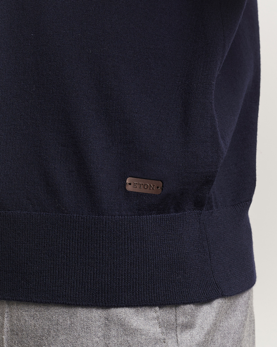 Herren | Pullover | Eton | Merino Knitted Polo Navy