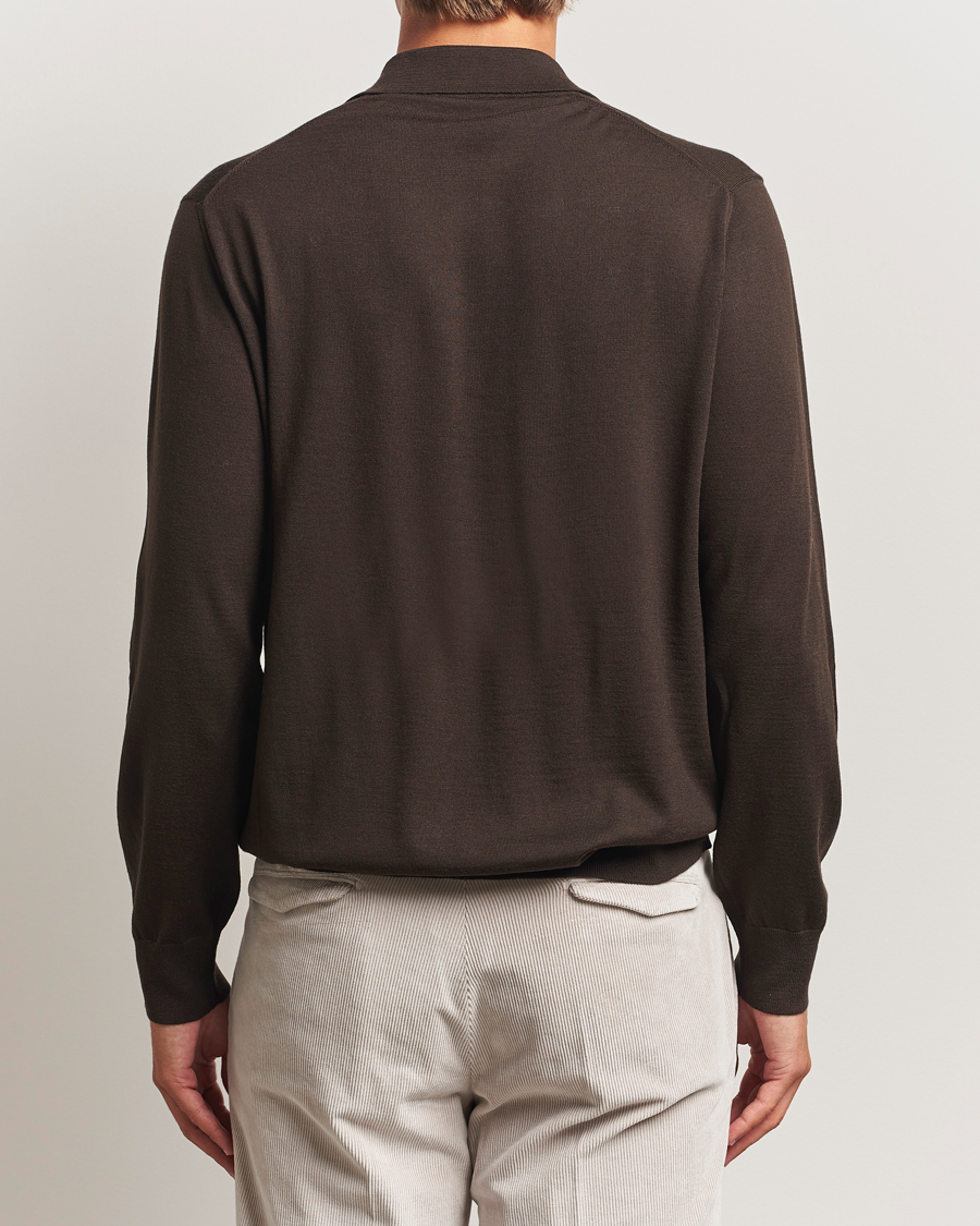 Herren | Pullover | Eton | Merino Knitted Polo Dark Brown