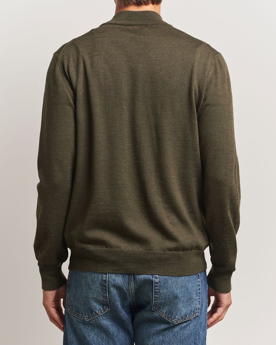 Herren | Pullover | Eton | Merino Knitted Half Zip Dark Green