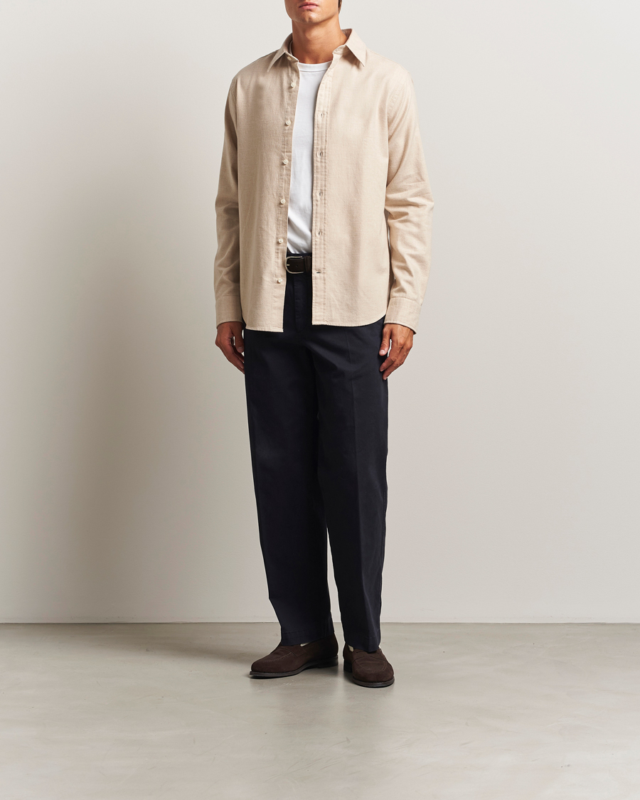 Herren | Hemden | GANT | Regular Fit Flannel Shirt Light Beige Melange