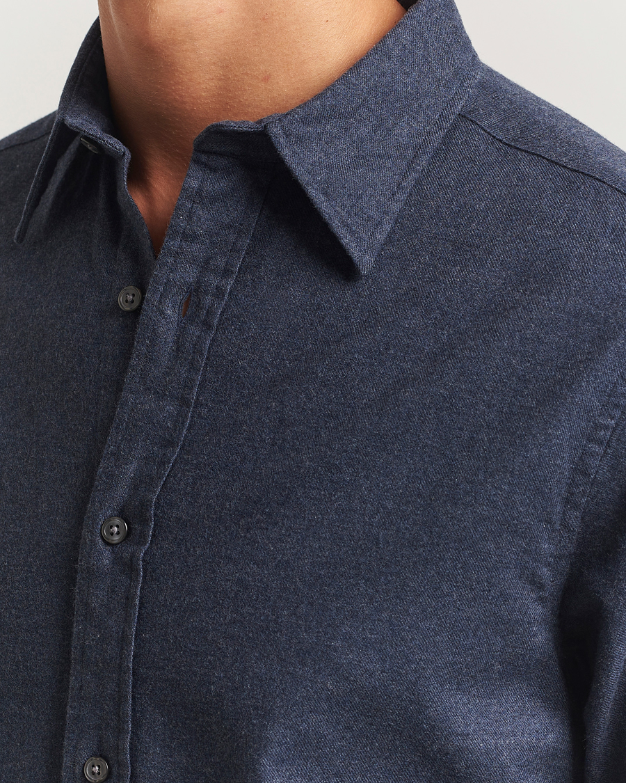 Herren | Hemden | GANT | Regular Fit Flannel Shirt Dark Indigo Melange