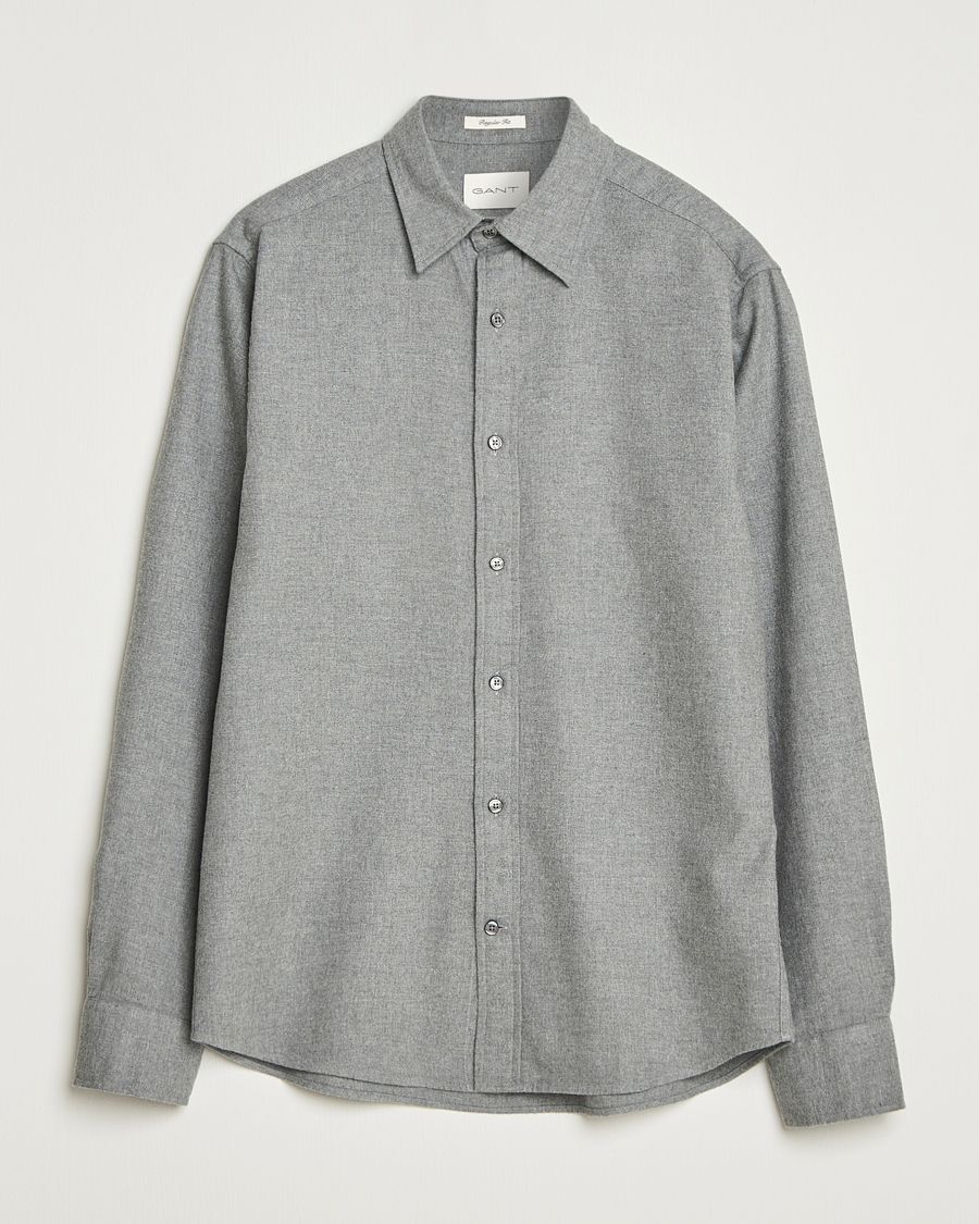 Herren | Hemden | GANT | Regular Fit Flannel Shirt Dark Grey Melange