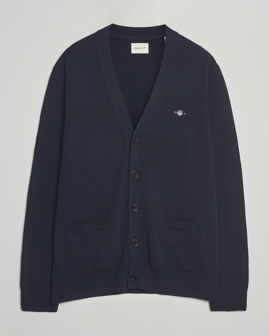 Herren | Pullover | Gant | Casual Cotton Cardigan Evening Blue
