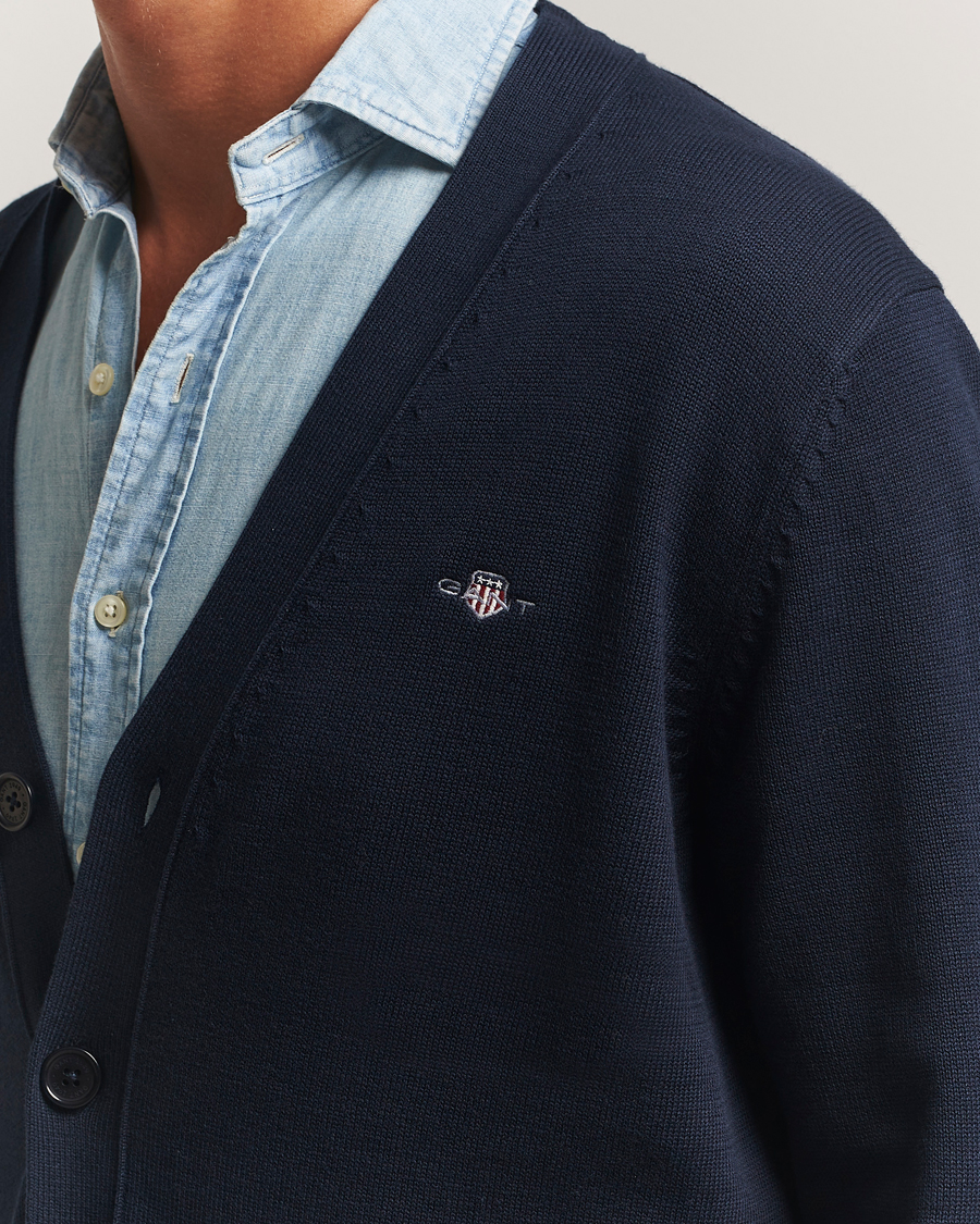 Herren | Pullover | Gant | Casual Cotton Cardigan Evening Blue