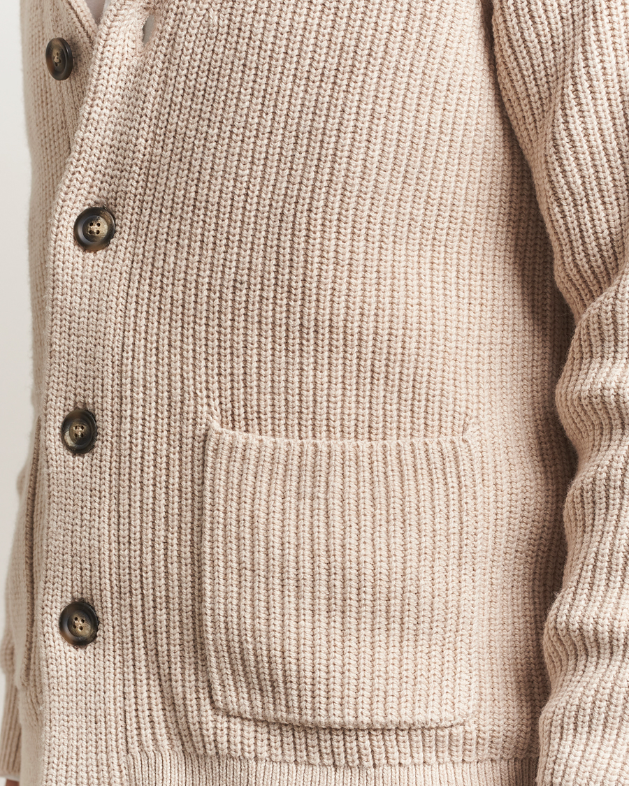 Herren | Pullover | GANT | Wool Knitted Shawl Collar Cardigan Light Beige Melange