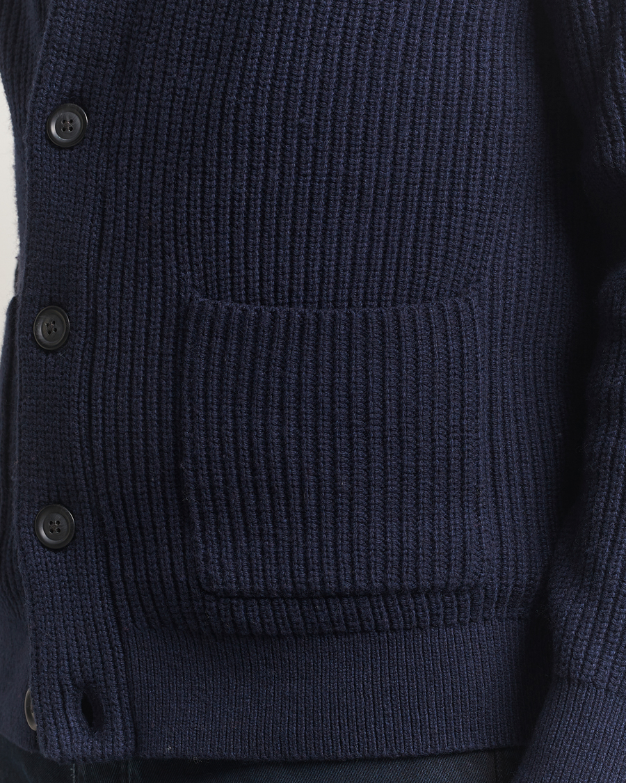 Herren | Pullover | GANT | Wool Knitted Shawl Collar Cardigan Evening Blue