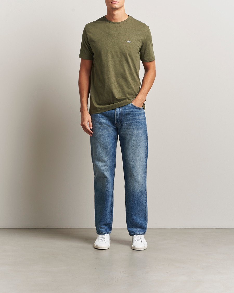 Herren | T-Shirts | GANT | The Original T-Shirt Khaki Green Melange
