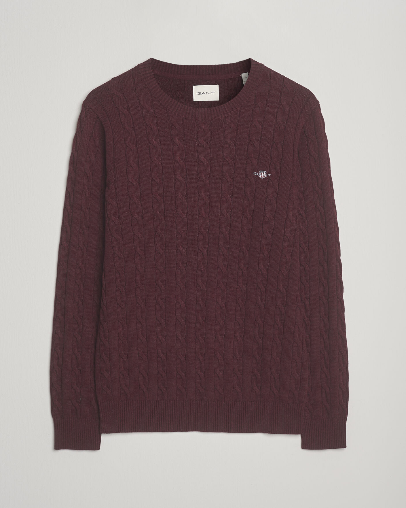 Herren | Pullover | GANT | Cotton Cable Crew Neck Pullover Bordeaux Melange
