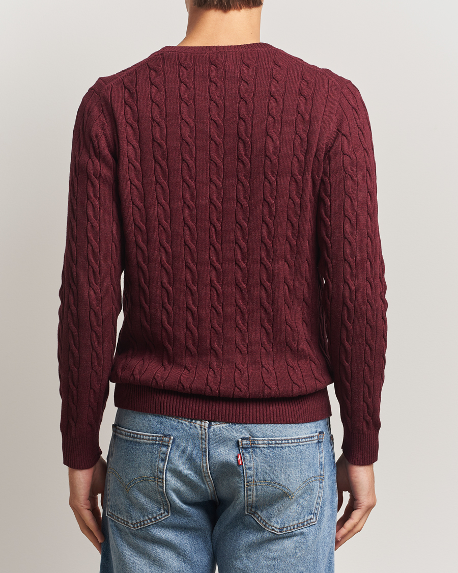 Herren | Pullover | GANT | Cotton Cable Crew Neck Pullover Bordeaux Melange