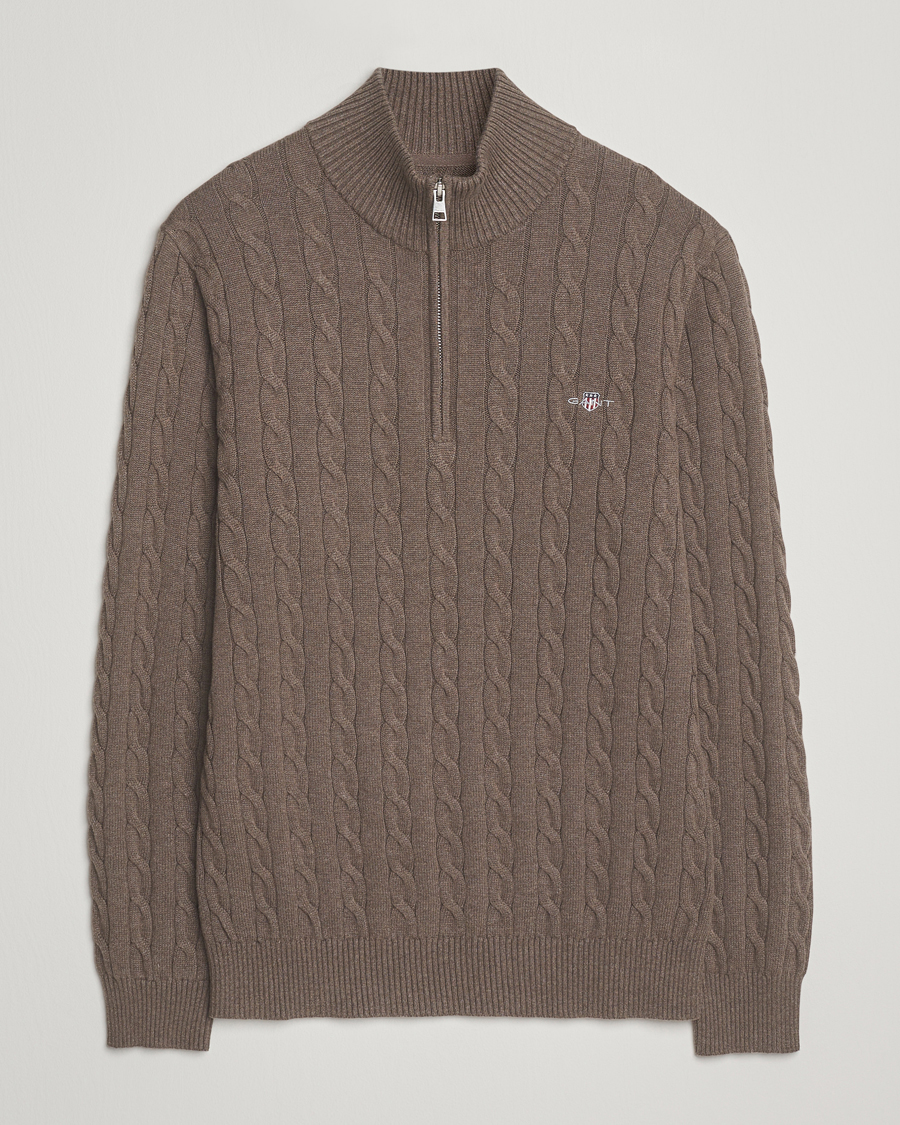 Herren | Pullover | GANT | Cotton Cable Half Zip Seawood Melange