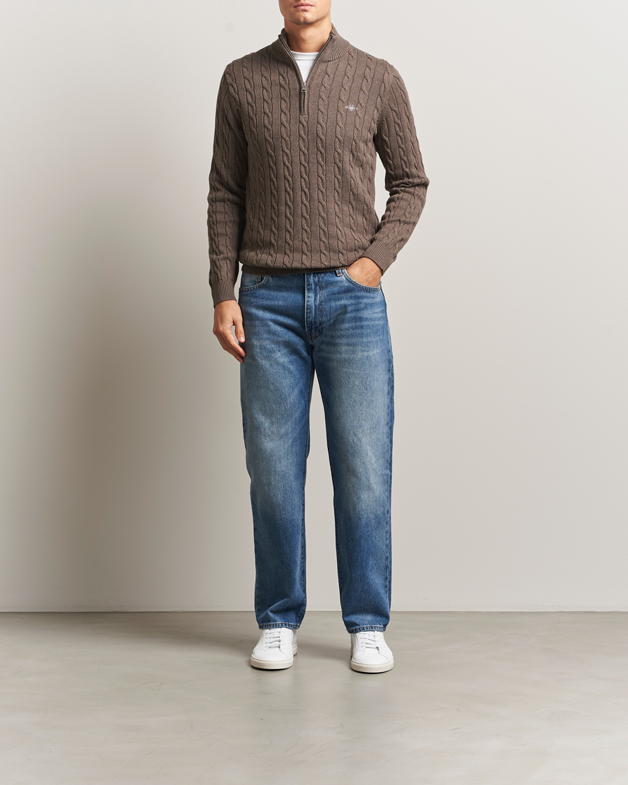 Herren | Pullover | GANT | Cotton Cable Half Zip Seawood Melange